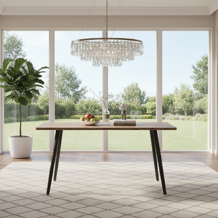Modern Minimalist 47" Wood Dining Table With Metal Legs For 4 - Wood