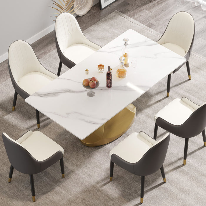 Modern Artificial Stone Panel Stainless Steel Curved Legs, Can Accommodate 6 - 8 People