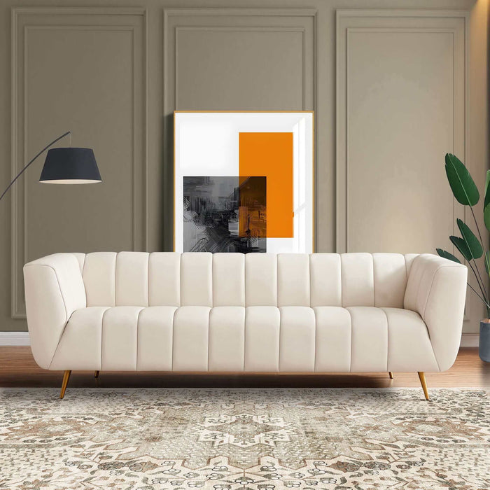 Lamattina - Genuine Italian Leather Channel Tufted Sofa