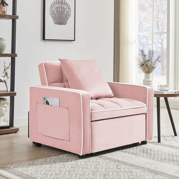 Modern Velvet 3 In 1 Sofa Bed Chair, Adjustable Recliner