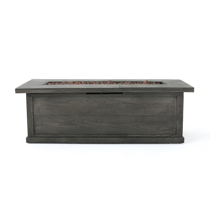 Transitional Rectangular Outdoor Propane Fire Pit With 50,000 Btu