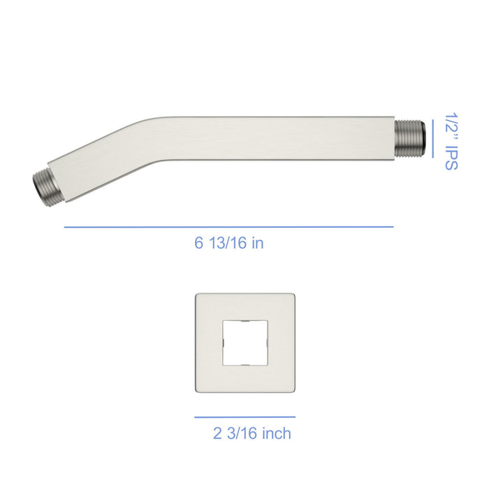 Elegant 6" Shower Arm With Flange, Stainless Steel Construction For Rain Shower Heads