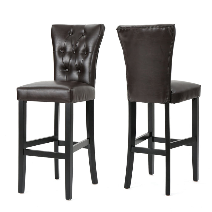 Bar Stools, Upholstered Barstools Armless (Set of 2) - Brown
