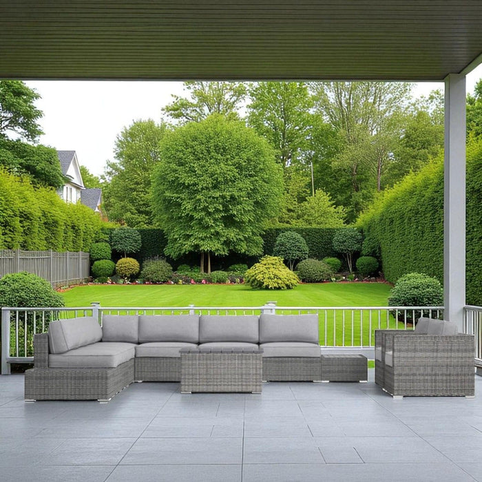 Wicker Sectional Seating Group With Plush Cushions