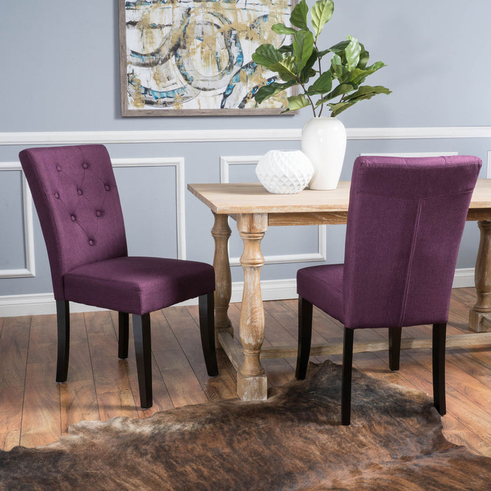 Upholstered Dining Chairs, Fabric Side Chairs, For Dining Room, Kitchen And Living Room (Set of 2) - Dark Purple