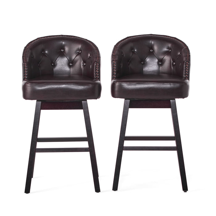 Mellifluous - 360 Degree Swivel Bar Stool With Stunning Nailhead Trim, (Set of 2)