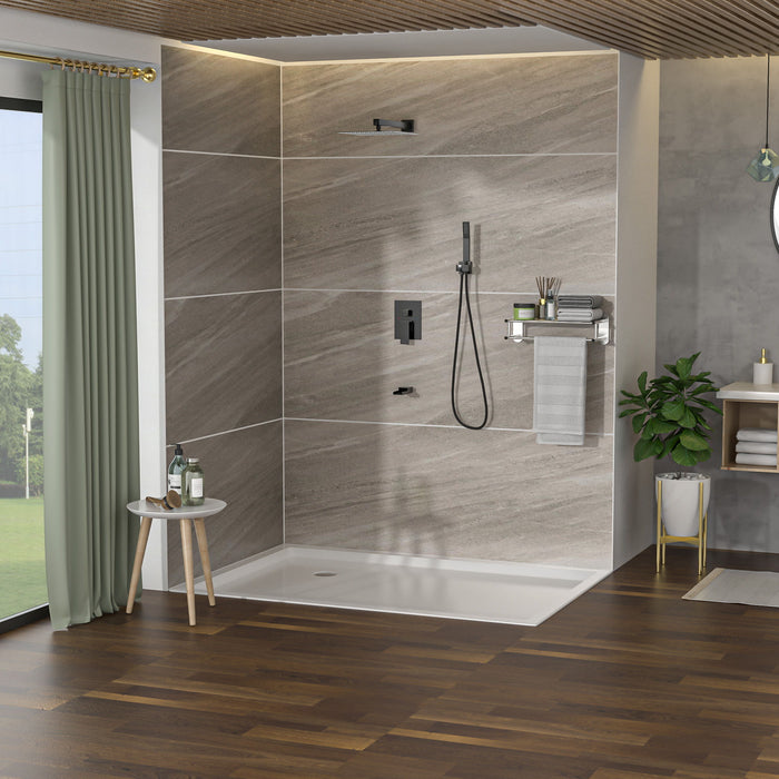 12" Ceiling Mount Square Shower System With Waterfall Tub Spout And Rough In Valve