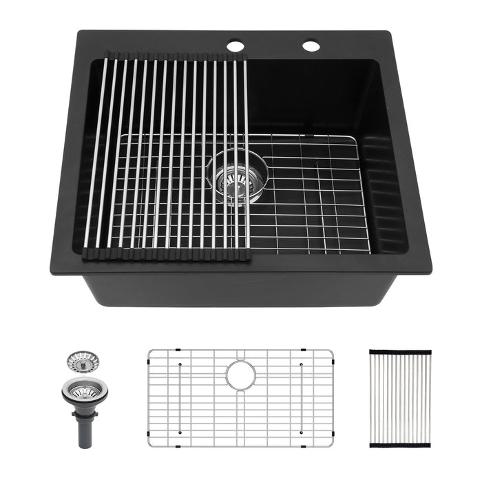 Quartz Kitchen Sink, Granite Composite, Drop In Sink With Durable Design
