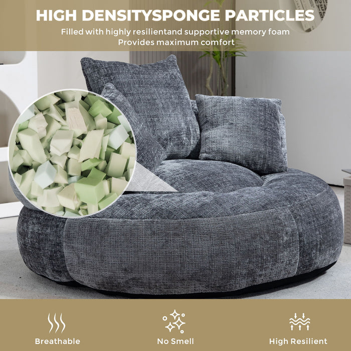 Lazy Sofa High Back Bean Bag Chair Couch With 3 Pillows