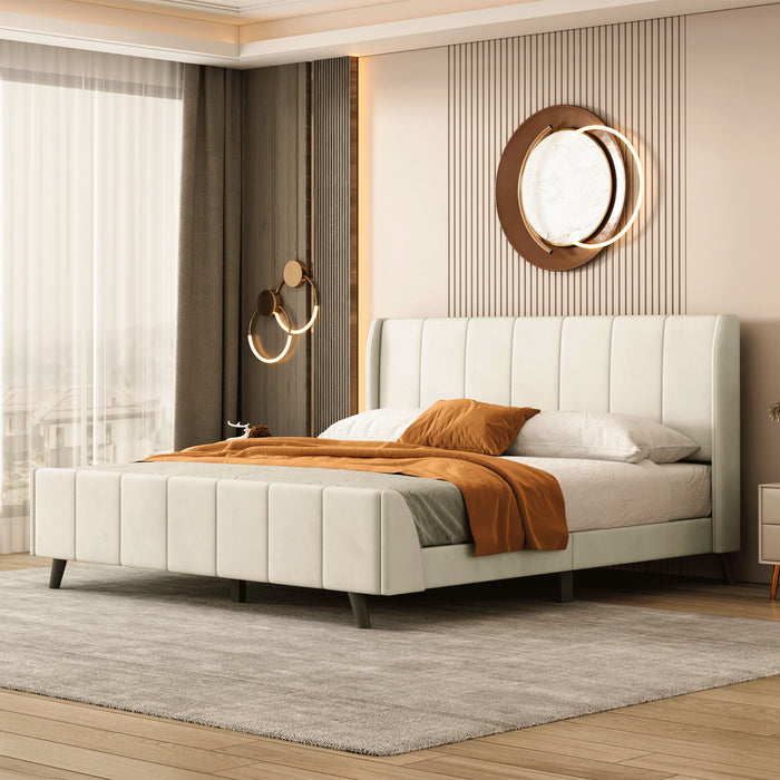 Upholstered Platform Bed Velvet