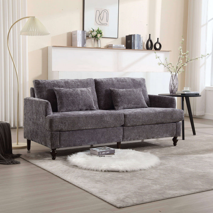 Mid Century Modern Chenille Fabric Loveseat Sofa, 2 Seat Upholstered Couch
