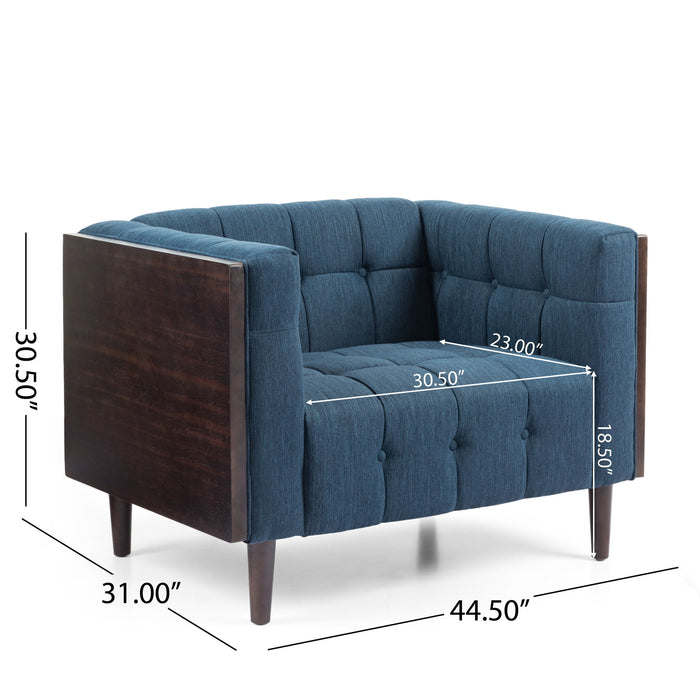 Contemporary Club Chair With Button Tufted Waffle Stitch