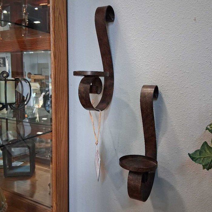 Pair Bronze Wall Candle Holders
