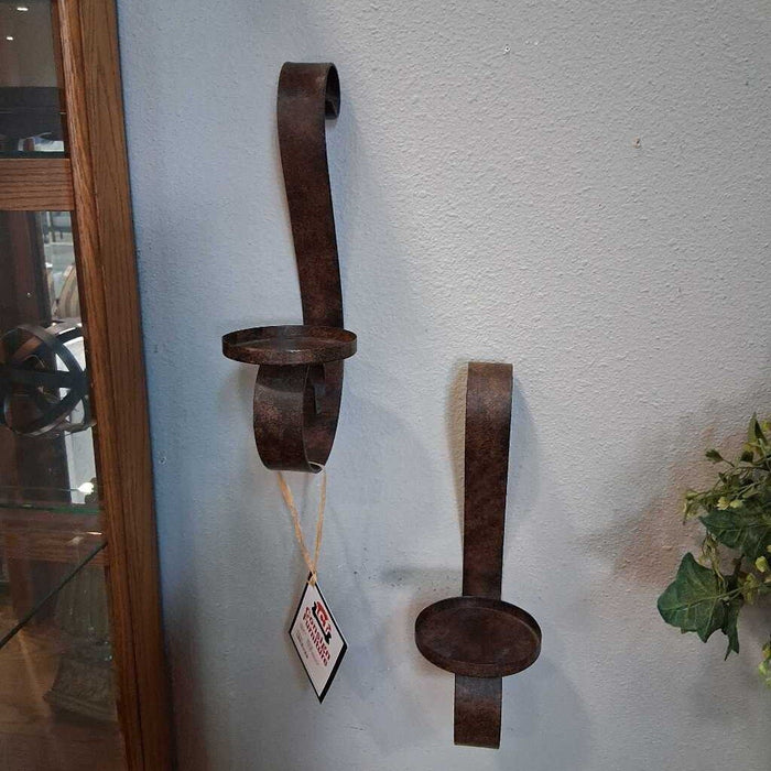 Pair Bronze Wall Candle Holders