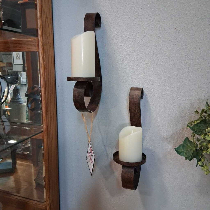 Pair Bronze Wall Candle Holders