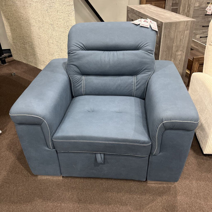 H 9808Bue-1 Chair w/ Pullout Blue