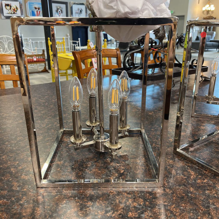 Set of 3 Silver Cage Pendant Lights