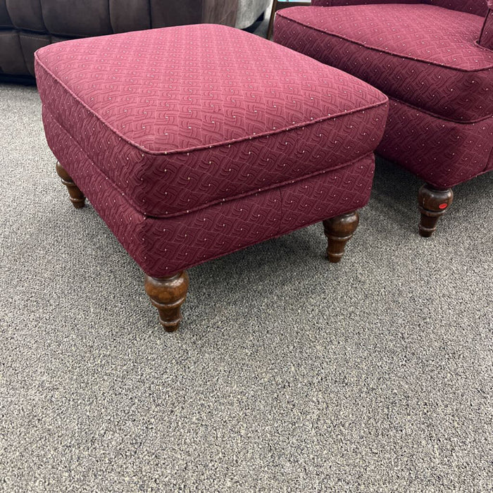 Burgundy Chair w/ Ottoman