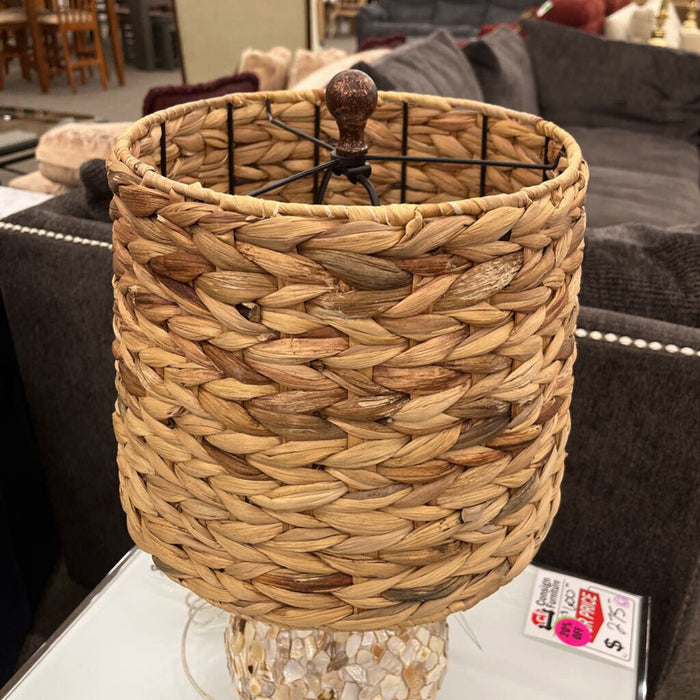 Pearled Lamp w/ Woven Shade