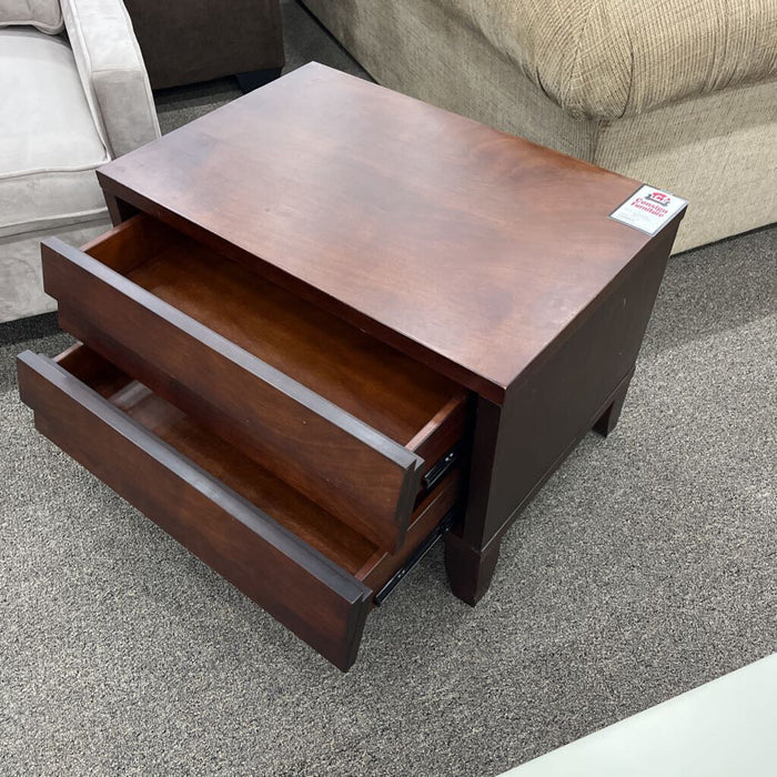 Dark Wood End Table w/ Drawers