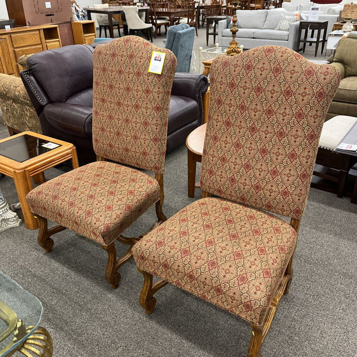Pair of Red Pattern Arm Chairs