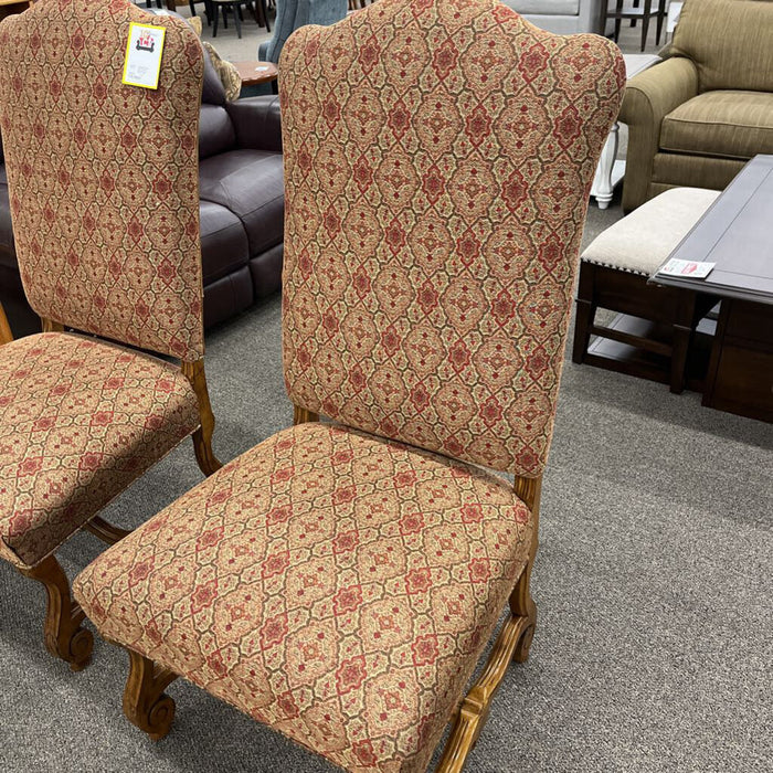 Pair of Red Pattern Arm Chairs