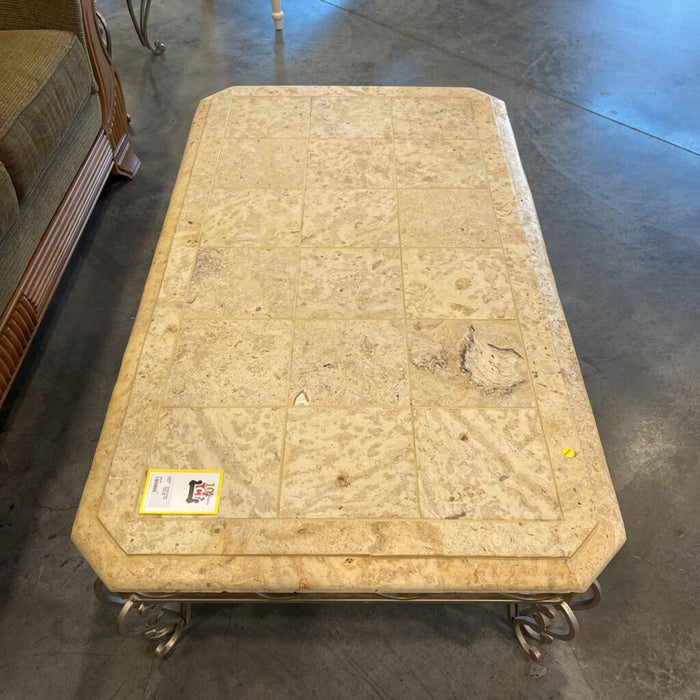 Stone-top End Table