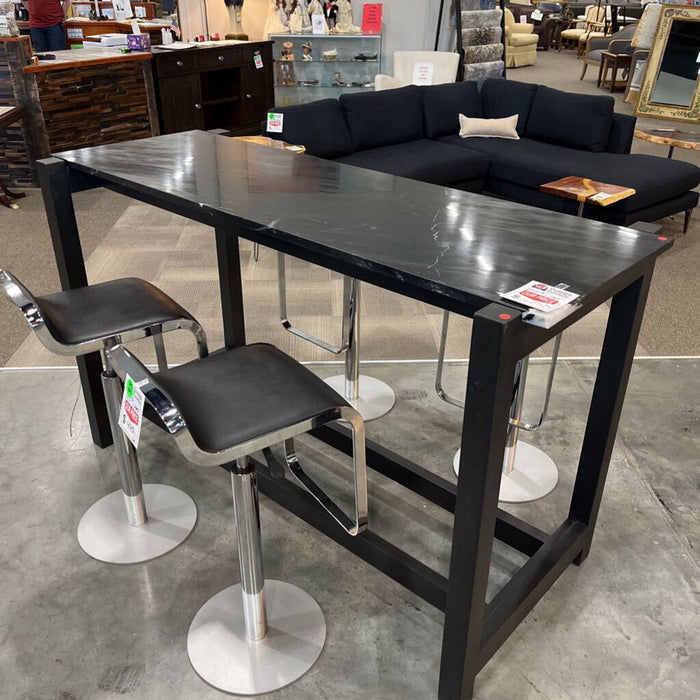 "Scout" Black Marble Top Bar Table