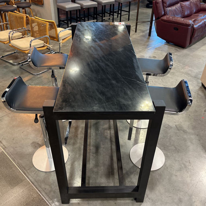 "Scout" Black Marble Top Bar Table
