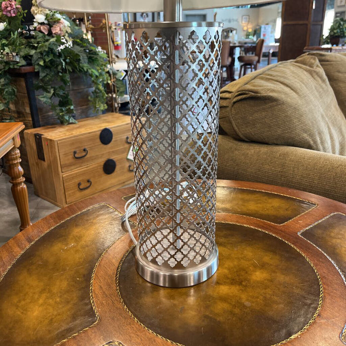 Pair of Silver Metal Lamps
