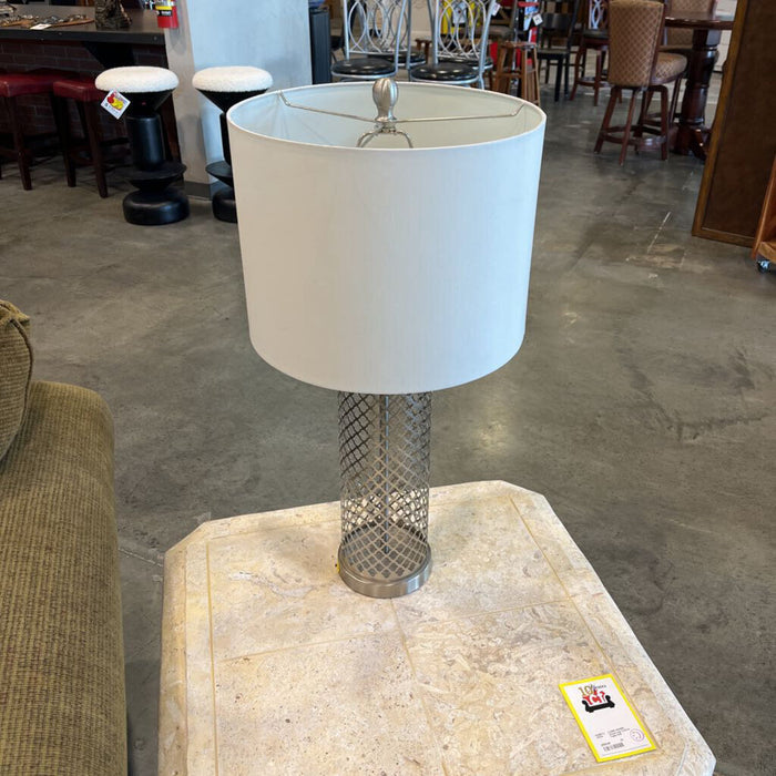 Pair of Silver Metal Lamps