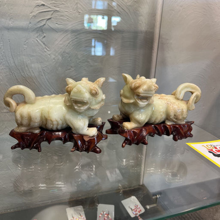 Pair of Jade Fu Dogs