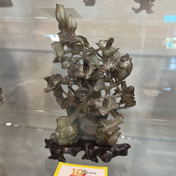 3pc. Jade Censer w/ Birds & Flowers