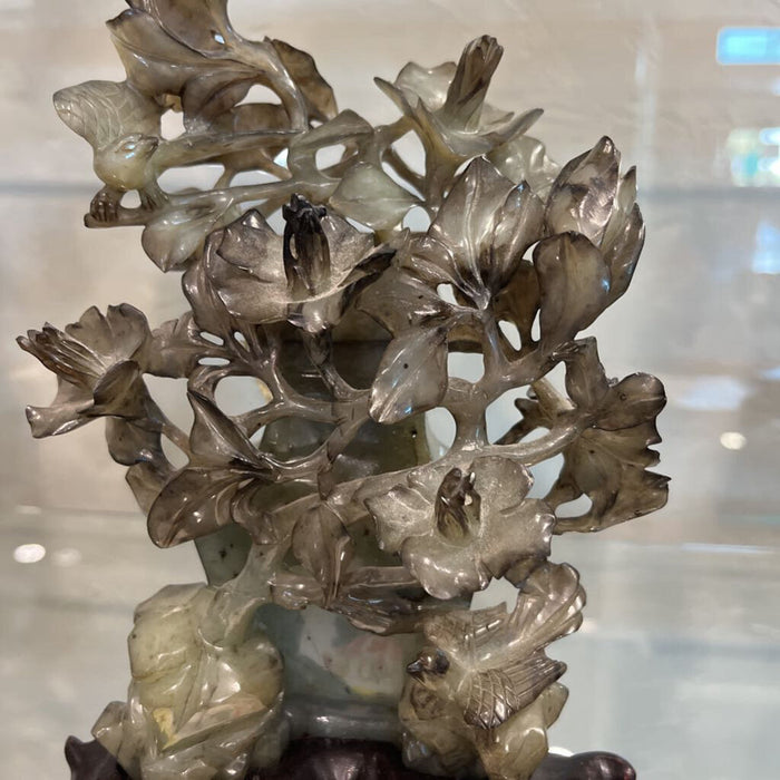 3pc. Jade Censer w/ Birds & Flowers