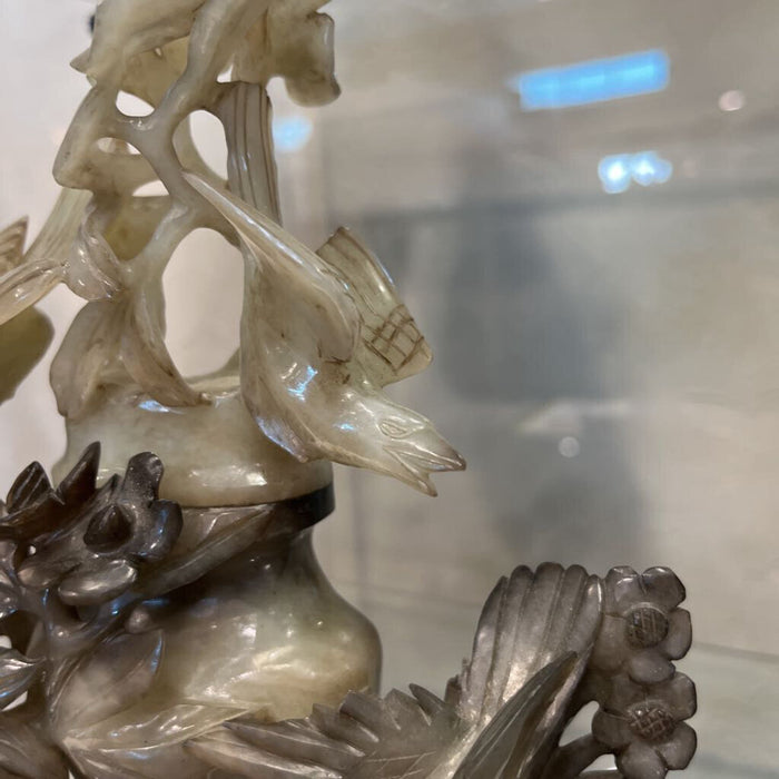 3pc. Jade Censer w/ Birds & Flowers