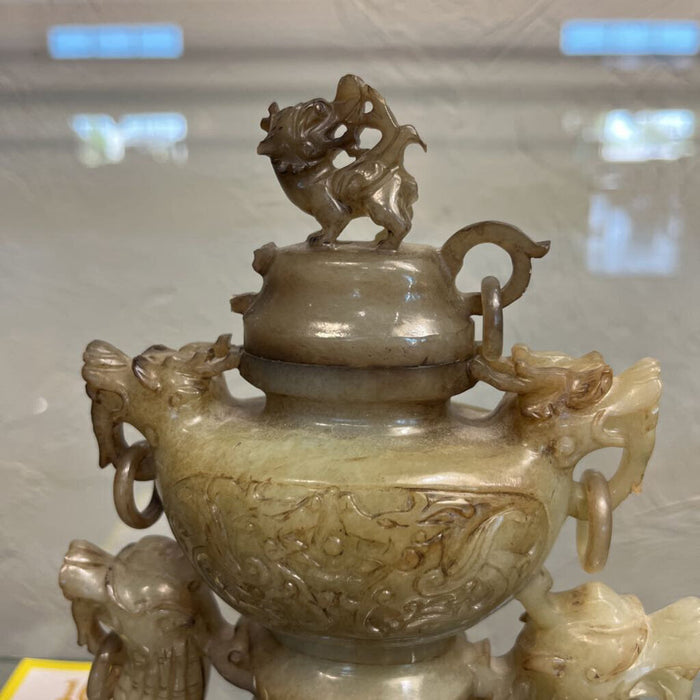 3pc. Jade Censer w/ Dragons