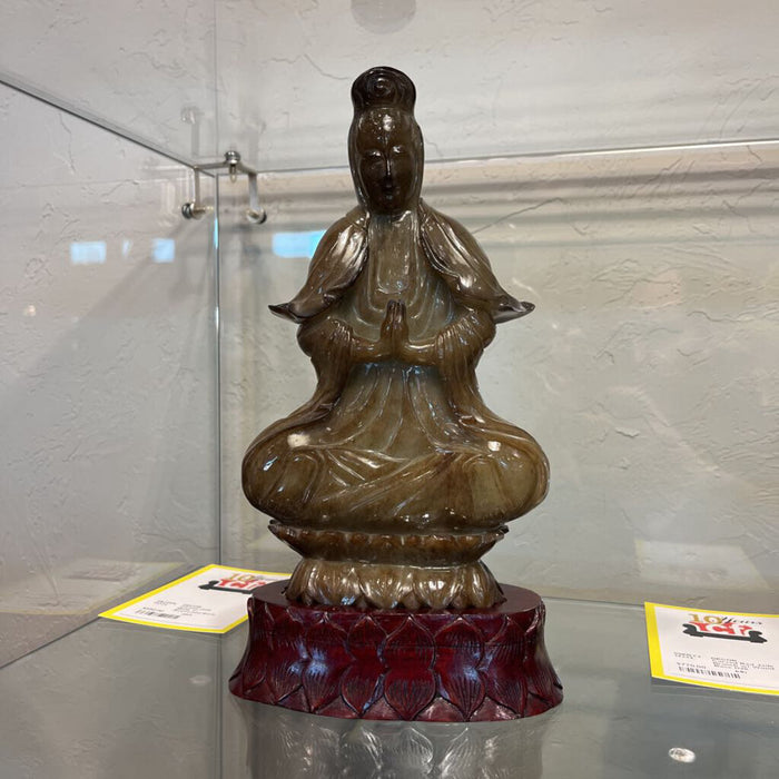 Carved Jade Monk w/ Rosewood Base