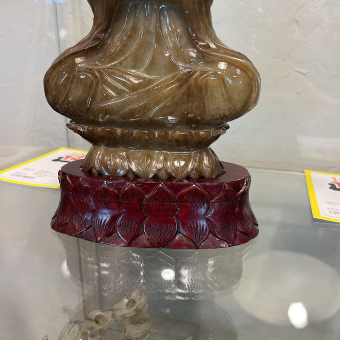 Carved Jade Monk w/ Rosewood Base
