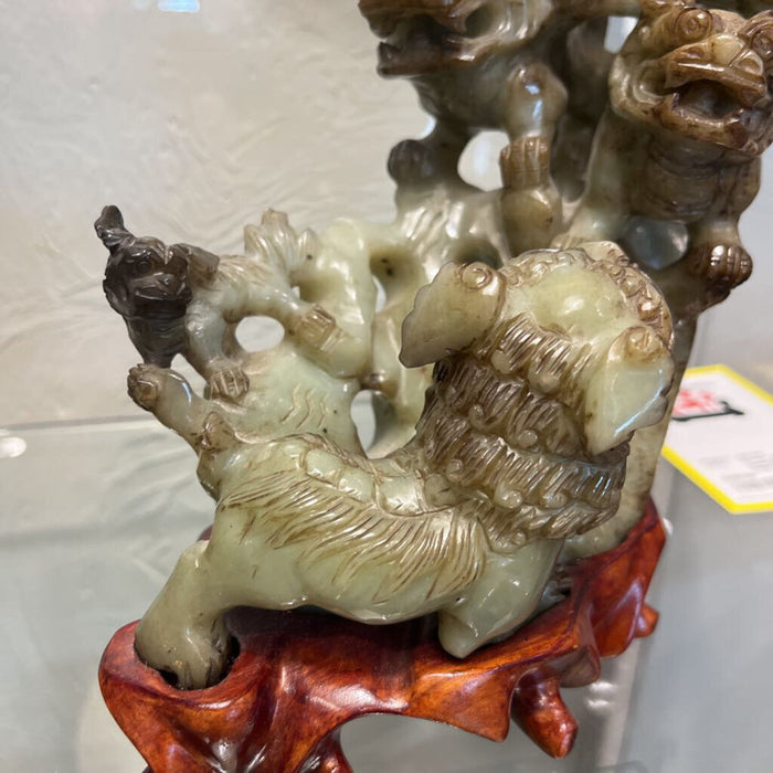 Carved Jade Sculpture of 4 Fu Dogs