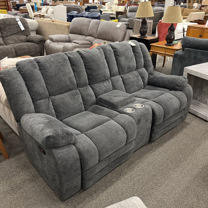Gray Fabric Reclining Loveseat