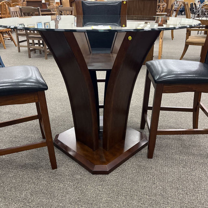 Glass Top Bistro Table w/ 4 Stools