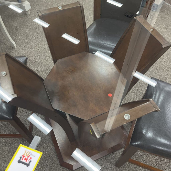 Glass Top Bistro Table w/ 4 Stools