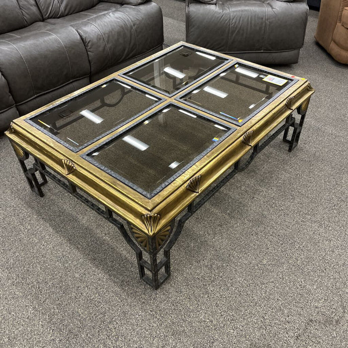 Iron, Brass, & Glass Coffee Table