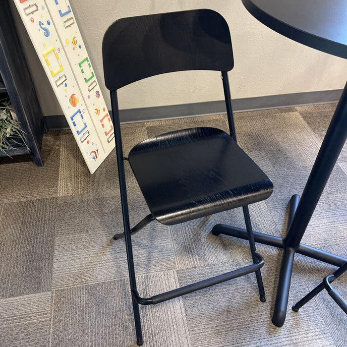 Black Bistro Set W/ Foldable Bar Stools