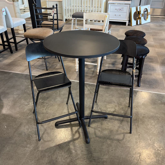 Black Bistro Set W/ Foldable Bar Stools