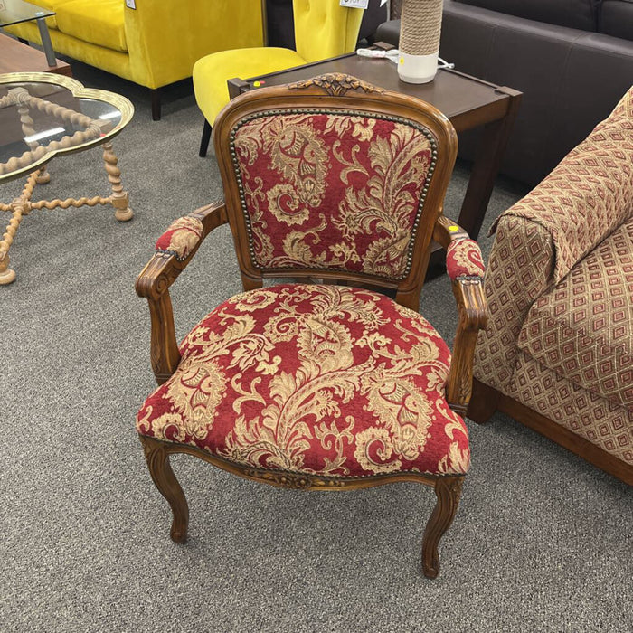 Pair of Red Pattern Accent Chairs