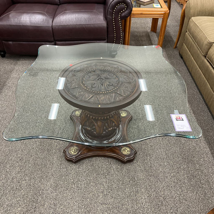 Glass Top Pedestal Coffee Table