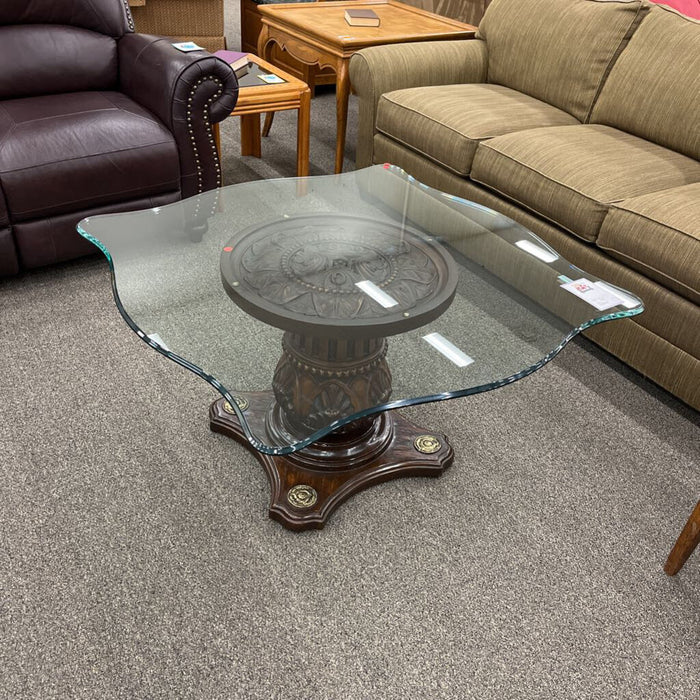 Glass Top Pedestal Coffee Table