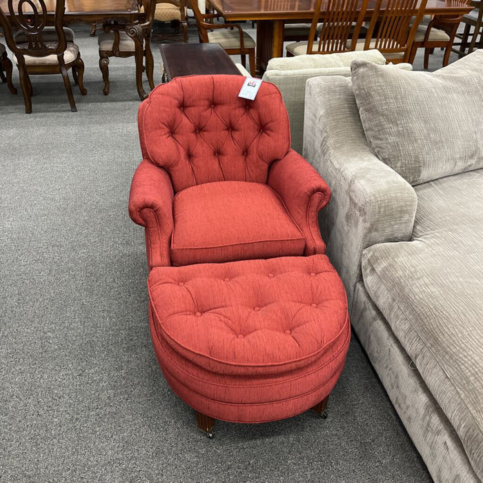 Vintage Red Chair & Otto on Casters