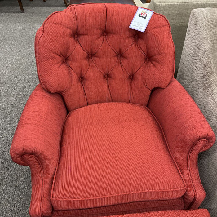 Vintage Red Chair & Otto on Casters